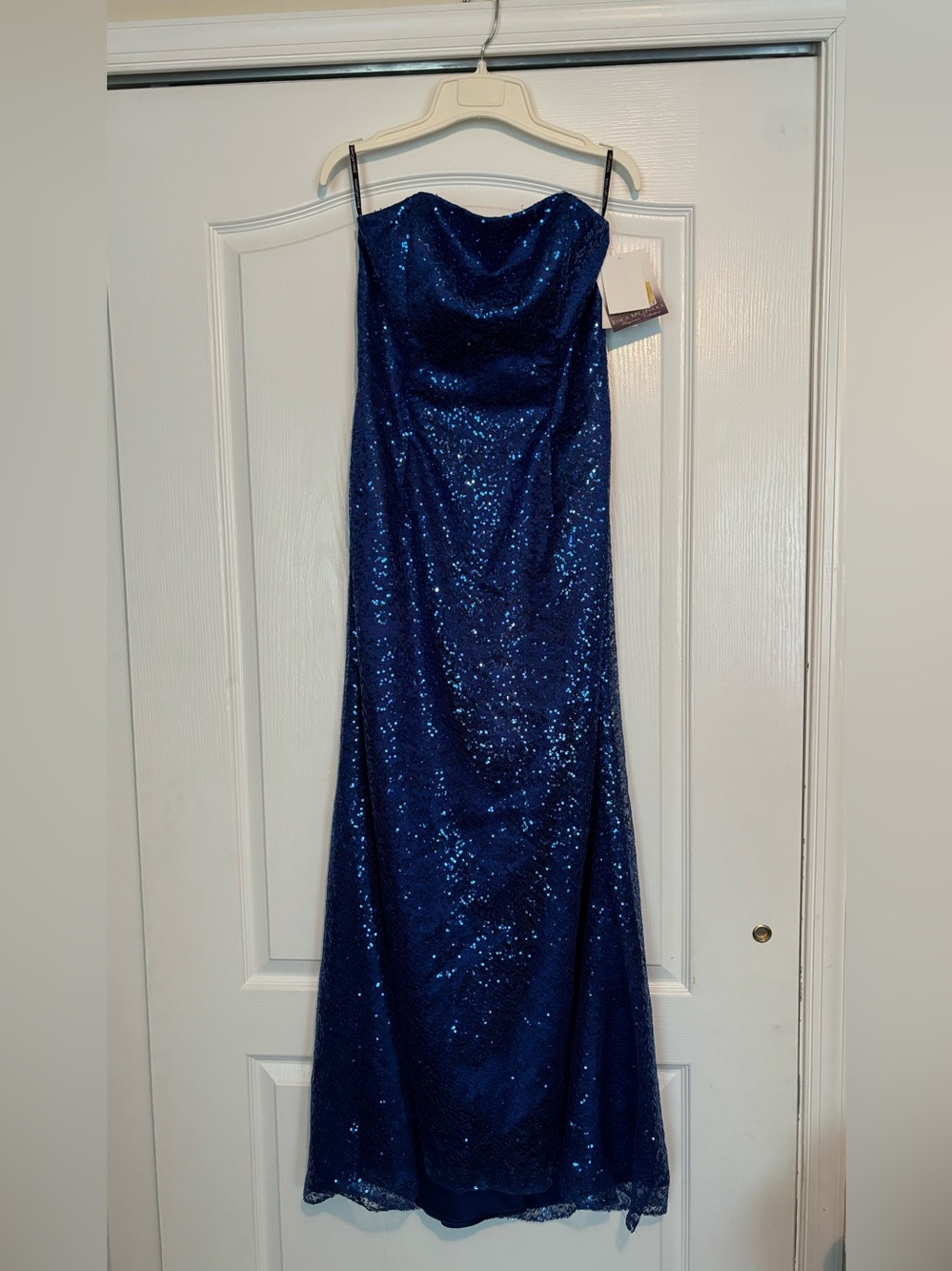 VINTAGE Jessica McClintock strapless blue sequin formal dress — original tags